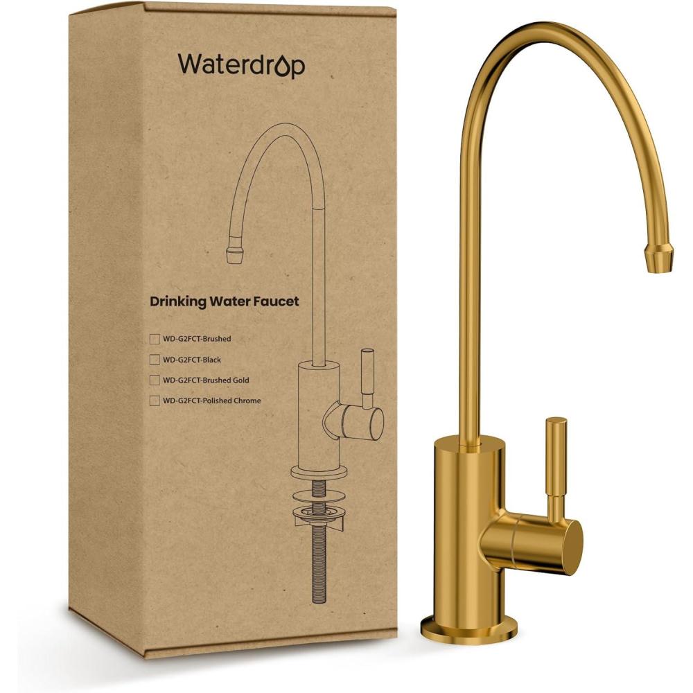 imageWaterdrop Filtered Water Faucet Drinking Water Faucet Reverse Osmosis Faucet RO Faucet Water Filter Faucet for Kitchen Sink Water Dispenser Faucet Stainless Steel LeadFreeGold
