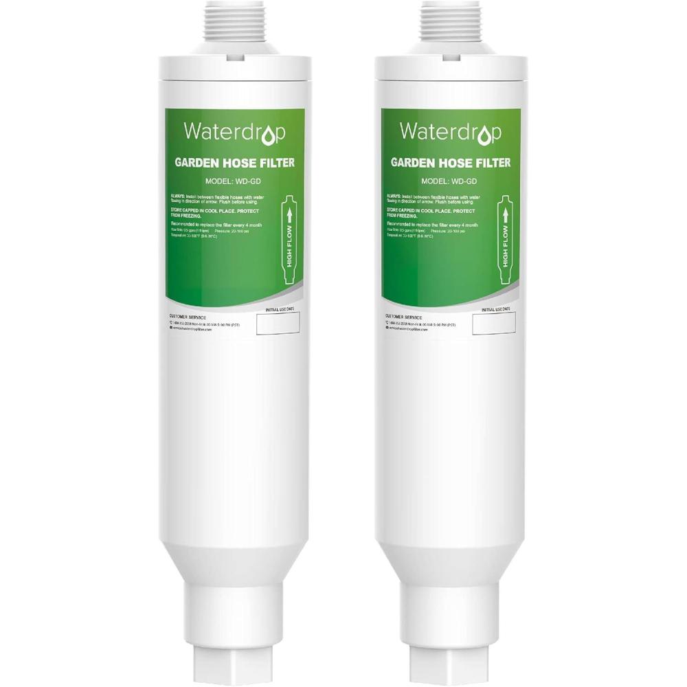 imageWaterdrop Garden Hose Water Filter Reduces Chlorine Odor Improve Plants Health Ideal for Gardening Farming and Pets Pack of 2