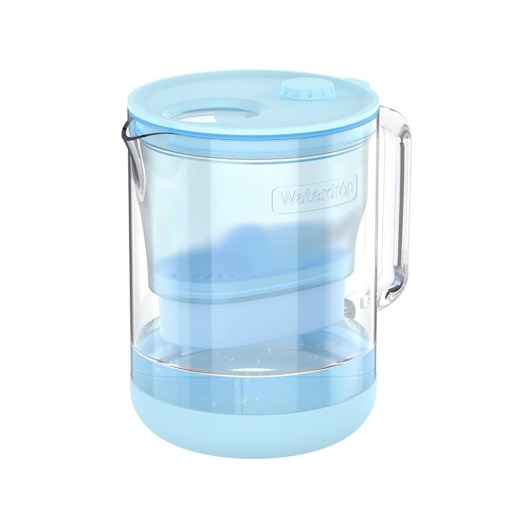 imageWaterdrop Glass Water Filter Pitcher with 1 Filter EcoFriendly with NSF 53ampamp42ampamp372 Certified Filter 7Cup Reduces PFOAPFOS Chlorine Cadmium Copper Mercury BPA Free Easy to Clean WhiteBlue