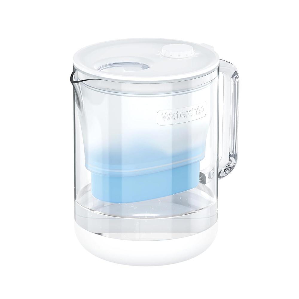 imageWaterdrop Glass Water Filter Pitcher with 1 Filter EcoFriendly with NSF 53ampamp42ampamp372 Certified Filter 7Cup Reduces PFOAPFOS Chlorine Cadmium Copper Mercury BPA Free Easy to Clean WhiteClear