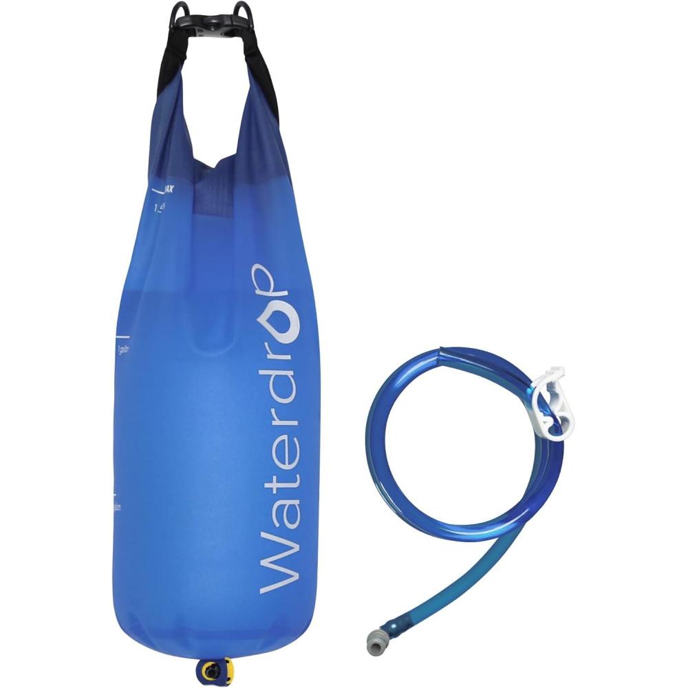 imageWaterdrop Gravity Water Bag for Camping Travel Backpacking Hiking and Emergency Compatible with Water Filter Straw Flex Foldable 15 Gal Bag