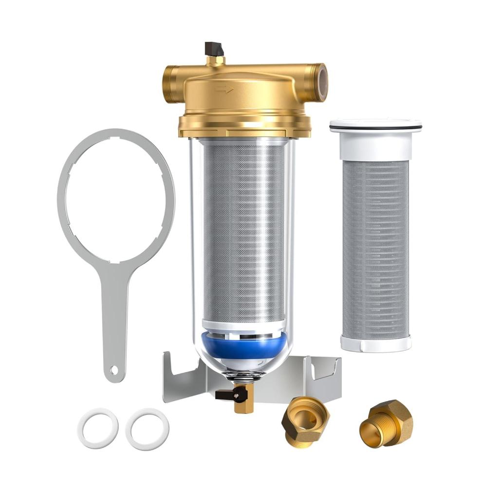 imageWaterdrop Mega Spin Down Sediment Filter Reusable Whole House Water Filter System for City Water Backwash Sediment Water Filter System 100 Micron5 Micron PP Filter 1quot MNPT  34quot FNPT BPA Free500200 Micron Filter