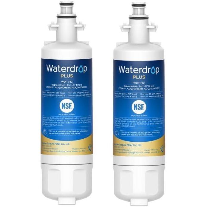 imageWaterdrop Plus 469690 ADQ36006101  ampamp Refrigerator Water Filter   Replacement for LG LT700P Kenmore 9690 ADQ36006102 WSL3 FML3 2 Pack Package May Vary