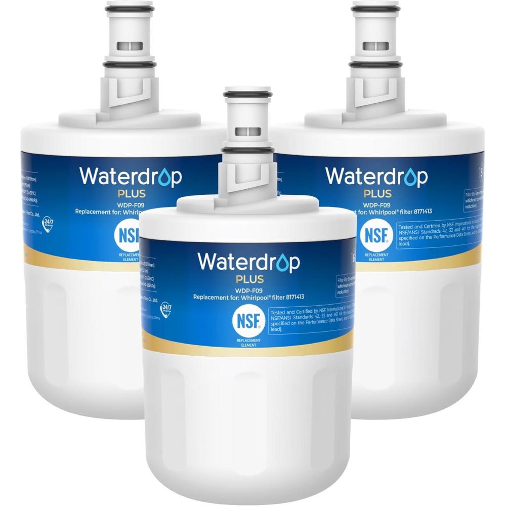 imageWaterdrop Plus 8171413 Refrigerator Water Filter Replacement for Whirlpool 8171413 EDR8D1 Kenmore 469002 NLCS200 NSF 401ampamp53 Certified   Pack of 3 Package may vary