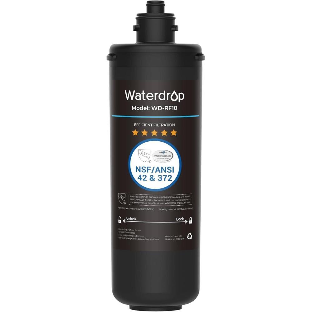 imageWaterdrop RF10MZ Replacement Filter Cartridge For 10UBMZ10UA10UB Under Sink Water Filter 8K Gallons High CapacityBasic