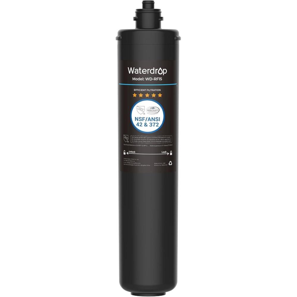 imageWaterdrop RF15 Replacement Filter Cartridge For 15UA15UB15UC Under Sink Water Filter Reduces PFOAPFOS PFAS Lead Chlorine Bad Taste ampamp Odor NSFANSI 42 Certified 19K Gallons High Capacity