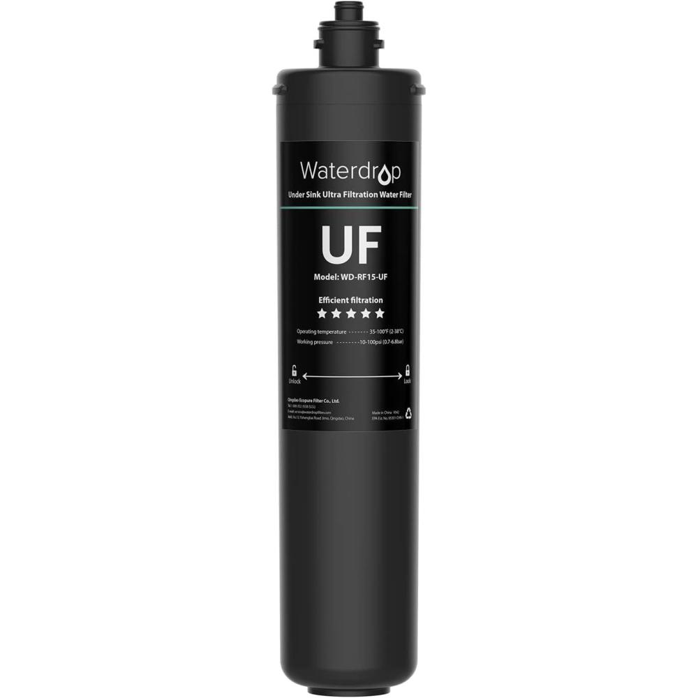 imageWaterdrop RF15UF 001 Micron Replacement Filter Cartridge for 15UA15UAUF15UB15UBUF15UC15UCUF Under Sink Water Filter Reduces Lead Chlorine Bad Taste ampamp Odor 19K Gallons High CapacityBlack