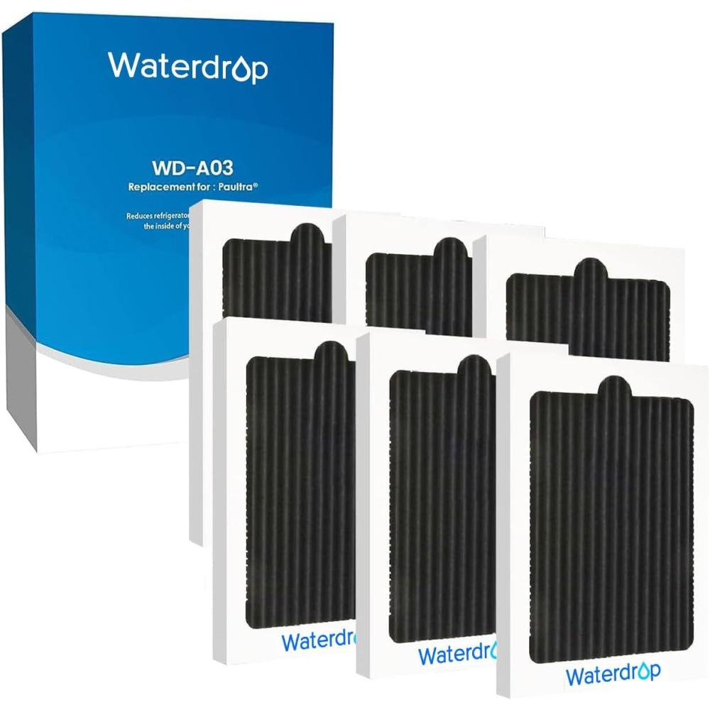 imageWaterdrop Replacement filter for Frigidaire ampamp Electrolux EAFCBF Paultra Refrigerator Air Filter Pure Air Ultra SCPUREAIR2PK 242047801 242061001 242047804 Carbon Activated Filter 3 Pack6 Count Pack of 1