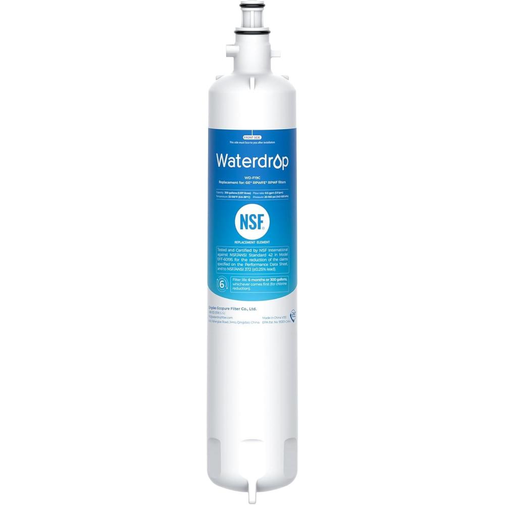 imageWaterdrop Replacement for GE RPWFE RPWF Builtin CHIP Refrigerator Water Filter Compatible with GFE28GYNFS GFE28GELDS PFE28KELDS PFE28KYNFS GFD28GELDS PWE23KELDS PWE23KMKESBasic