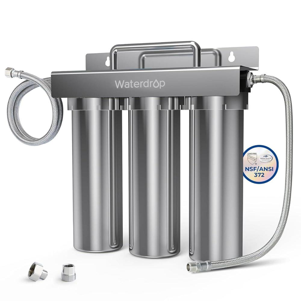 imageWaterdrop TSTUF 001m UltraFiltration Under Sink Water Filter System Stainless Steel Water Filter for Sink 5X Service Life Under Sink Water Filtration System Removes 99 of ContaminantsDirect Connect to Main Tap