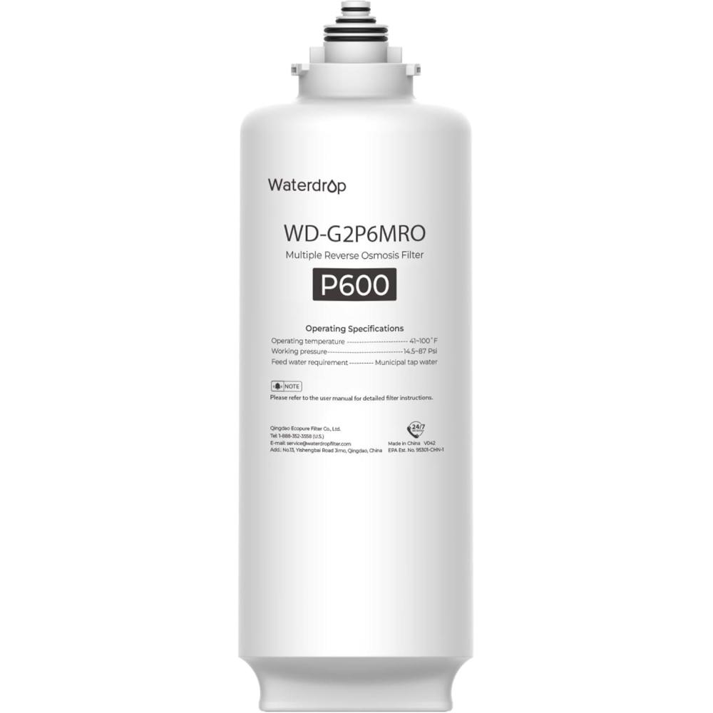 imageWaterdrop WDG2P600RO Filter Replacement for WDG2P600W Reverse Osmosis System 2year Lifetime Reduce PFAS