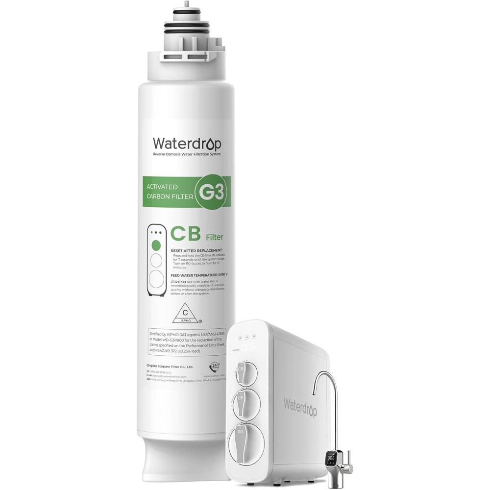 imageWaterdrop WDG3CB Filter Replacement for WDG3W WDG3P600 and WDG3P800W Reverse Osmosis System 1year Lifetime