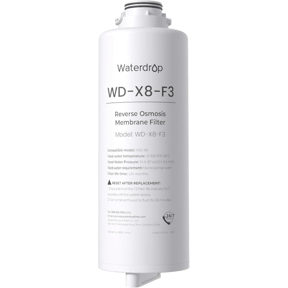 imageWaterdrop WDX8F3 Filter Replacement for WDX8Alkaline ampamp WDX8Basic ampamp WDX8PRO 800 GPD Reverse Osmosis System 24month Lifetime Reduce PFAS