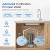 imageWaterdrop DST Under Sink Water Filter System Under Sink Water Filtration System NSF Certified Elements Reduce Chlorine PFOAPFOS Bad Taste ampamp Odor Silver Ions Enhanced Filtration Stainless SteelDual StageSilver Ions Enhanced Filtration