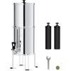 imageWaterdrop Gravityfed Water Filter System 225G StainlessSteel System with 4 Filters Metal Water Level Spigot and Stand NSFANSI 42ampamp372 Standard Reduces ChlorineKing Tank for Emergencies225G