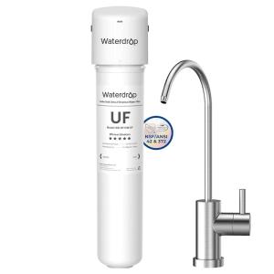 imageWaterdrop 15UBUF 001 m Ultra Filtration Under Sink Water Filter System for Batria Reduction Reduces Lead Chlorine Bad Taste ampamp Odor 19K Gallons with Dedicated Brushed Nickel Faucet USA TechWhite