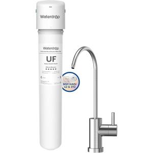 imageWaterdrop 17UBUF 001 m Ultra Filtration Under Sink Water Filter System for Batria Reduction Reduces Lead Chlorine Bad Taste ampamp Odor 24K Gallons with Dedicated Brushed Nickel Faucet USA TechWhitePremiumwith Faucet