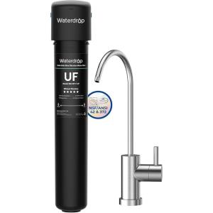 imageWaterdrop 17UBUF 001 m Ultra Filtration Under Sink Water Filter System for Batria Reduction Reduces Lead Chlorine Bad Taste ampamp Odor 24K Gallons with Dedicated Brushed Nickel Faucet USA TechBlackPremiumwith Faucet