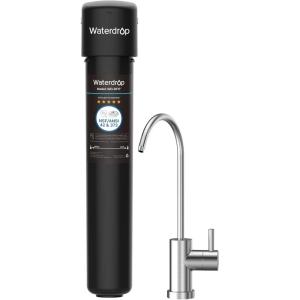imageWaterdrop 17UBUF 001 m Ultra Filtration Under Sink Water Filter System for Batria Reduction Reduces Lead Chlorine Bad Taste ampamp Odor 24K Gallons with Dedicated Brushed Nickel Faucet USA TechBlackBasicwith Faucet