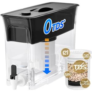 imageWaterdrop 35Cup Slim Water Filter Dispenser Large Capacity Water Filter Pitcher 200Gallon LongLife 5X Lifetime Reduces Chlorine PFOAPFOS and More BPA Free Black with 1 FilterBlack