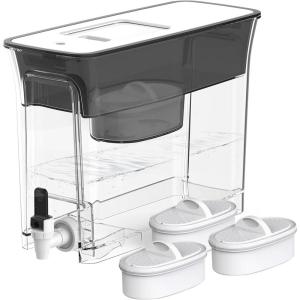 imageWaterdrop 35Cup Slim Water Filter Dispenser Large Capacity Water Filter Pitcher 200Gallon LongLife 5X Lifetime Reduces Chlorine PFOAPFOS and More BPA Free Black with 1 FilterBlack3 filters