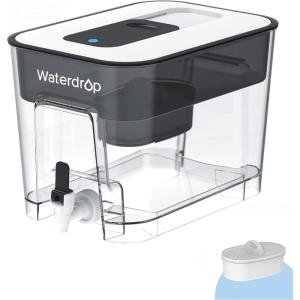 imageWaterdrop 40Cup Large Water Filter Dispenser with 1 Filter 200Gallon LongLife for Home and Office 5X Times Lifetime Reduces Chlorine PFOAPFOS and More BPA Free BlackBlack
