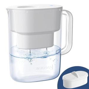 imageWaterdrop Alkaline Lucid 10Cup Large Water Filter Pitcher with 1 Filter Healthy Improved Coffee Taste Clean ampamp ToxinFree Mineralized Alkaline Water 100 Gallons Up to PH 95 BPA Free BlueWhite