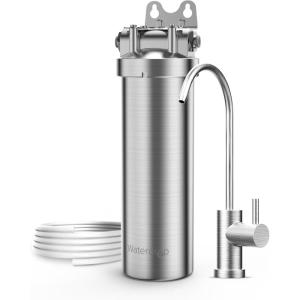imageWaterdrop BS08 Under Sink Water Filter 1 Year Lifetime Stainless Steel Water Filter System Reduces Chlorine Lead Heavy Metals Bad Tasteampamp Odor 1 Filter ampamp 1 Brushed Nickel Faucet IncludedStainless Steelwith Faucet