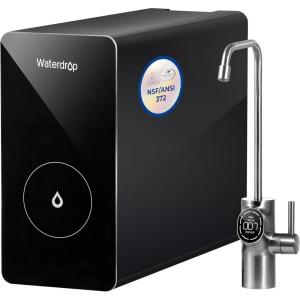 imageWaterdrop D6 Reverse Osmosis Water Filter 600 GPD Under Sink Reverse Osmosis System Reduce PFAS 21 Pure to Drain Tankless RO Water Filter System Smart LED Faucet Easy Installation