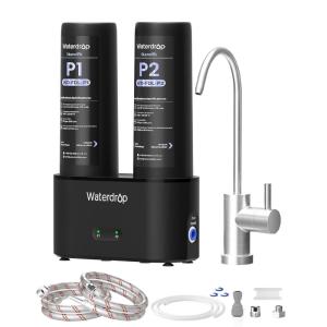 imageWaterdrop DST Under Sink Water Filter System Under Sink Water Filtration System NSF Certified Elements Reduce Chlorine PFOAPFOS Bad Taste ampamp Odor Silver Ions Enhanced Filtration Stainless SteelPitch BlackReduces PFOAPFOS