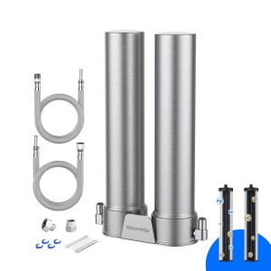 imageWaterdrop DST Under Sink Water Filter System Under Sink Water Filtration System NSF Certified Elements Reduce Chlorine PFOAPFOS Bad Taste ampamp Odor Silver Ions Enhanced Filtration Stainless SteelDual StageSilver Ions Enhanced Filtration