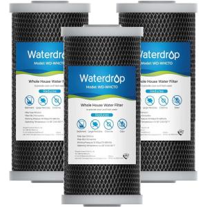 imageWaterdrop FXHTC Whole House Carbon Water Filter Replacement for GE FXHTC GXWH40L GXWH35F Culligan RFCBBSA American Plumber W10PR W10BC WRC25HD 10quot x 45quot Cartridge 5 Micron Pack of 33