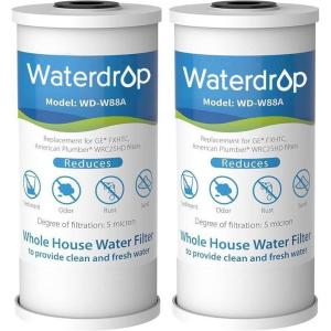 imageWaterdrop FXHTC Whole House Carbon Water Filter Replacement for GE FXHTC GXWH40L GXWH35F Culligan RFCBBSA American Plumber W10PR W10BC WRC25HD 10quot x 45quot Cartridge 5 Micron Pack of 32