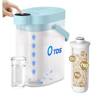imageWaterdrop FreshTaste Instant Water Filter Pitcher Rechargeable Powerful Dispenser Reduce Chlorine Lead Copper Purify Soften Water 17Cup White Does not Lower TDSSky blue