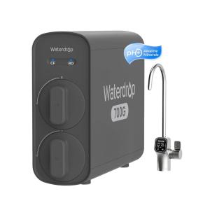 imageWaterdrop G5P700A Alkaline Mineral pH Reverse Osmosis Water Filter NSFANSI 372 Certified 700G Reverse Osmosis System 8 Stage RO Water Filtration System 21 Pure to Drain Smart LED FaucetAlkaline Black