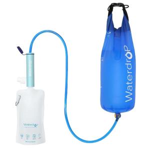 imageWaterdrop Gravity Water Filter Straw Camping Water Filtration System Water Purifier Survival for Travel Backpacking and Emergency Preparedness 15 gal Bag 01 Micron Light BlueGravity Water Filter Straw