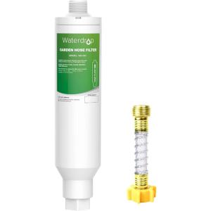 imageWaterdrop Hose Water Filter with Hose Protector Reduces Chlorine Odor Improve Plants Health Ideal for Gardening Farming and Pets