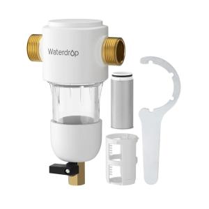 imageWaterdrop Mega Spin Down Sediment Filter Reusable Whole House Water Filter System for City Water Backwash Sediment Water Filter System 100 Micron5 Micron PP Filter 1quot MNPT  34quot FNPT BPA FreeStainless 50 Micron Filter
