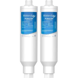 imageWaterdrop RVMarine Water Filter Camper Water Filter NSF Certified Garden Hose Filter Greatly Reduces Chlorine Bad Taste Odor 2 PackPack of two