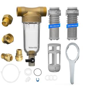 imageWaterdrop Spin Down Sediment Filter Backwash Whole House Water Filter System for Well Water 4050 Micron 1quot MNPT  34quot FNPT  34quot MNPT Traps Sand BPA Free WDRPFK100500 Micron