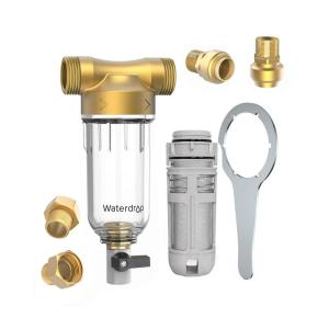 imageWaterdrop Spin Down Sediment Filter Backwash Whole House Water Filter System for Well Water 4050 Micron 1quot MNPT  34quot FNPT  34quot MNPT Traps Sand BPA Free WDRPFK50 Micron