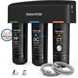imageWaterdrop TSA 8 Layer Under Sink Water Filter System Under Sink Water Filtration System Reduces PFAS PFOAPFOS Fluoride Chlorine Bad Taste ampamp Odor NSFANSI 42 Certified Element USA TechNo Extra FaucetChlorine and Fluoride Reduction