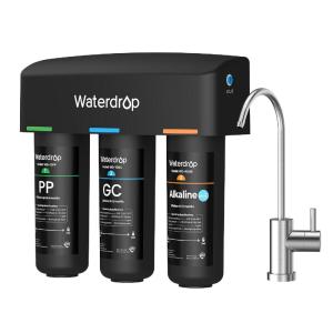 imageWaterdrop TSBALK 8 Layer Slightly Alkaline Under Sink Water Filter System Reduces PFAS PFOAPFOS Fluoride Chlorine Bad Taste ampamp Odor with Dedicated Faucet Under Sink Water Filtration SystemBlackAlkaline Water