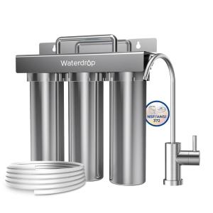 imageWaterdrop TSTUF 001m UltraFiltration Under Sink Water Filter System Stainless Steel Water Filter for Sink 5X Service Life Under Sink Water Filtration System Removes 99 of ContaminantsIncludes new dedicated faucet