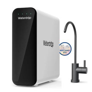 imageWaterdrop TSU 001 Micron Ultra Filtration Under Sink Water Filter System 3Stage Tankless Under Sink Water Filtration System with Faucet Smart Panel Not Lower TDS Drilling RequiredMatte Black
