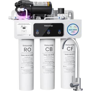 imageWaterdrop WDT3C Reverse Osmosis Water Filter NSFANSI 372 Certified 8Stage Under Sink RO Water Filter 450GPD Tankless Water Filtration System 21 Pure to Drain BPA Free Plugin RequiredBasic Carbon White