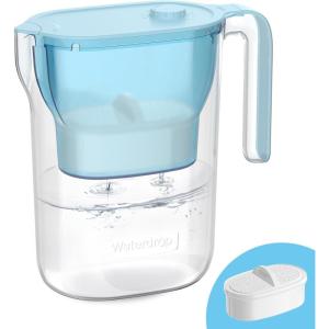 imageWaterdrop Water Filter Pitcher 200Gallon LongLife Countertop NSF Certified Water Purifier Replaces 6400 Plastic Water Bottles a Year Reduces Chlorine PFOAPFOS 7Cup BlackAzure