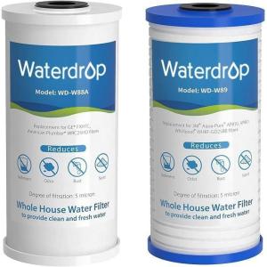 imageWaterdrop Whole House Water Filter Carbon Filter Reduce Iron ampamp Manganese Filter Cartridge Replacement for GE GXWH40L FXHTC Ispring Culligan RFCBBSA Whirlpool Any 10quot x 45quot System 5 MicronPP Sediment  Carbon Filter