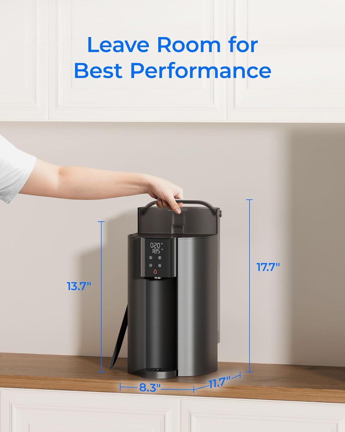 image Instant Hot  Waterdrop C1G Countertop Reverse Osmosis System NSFANSI 58ampamp372 Certified 6 Stage Hot RO Water Filter No Installation Required 31 Pure to Drain Glass Bottle IncludedGray