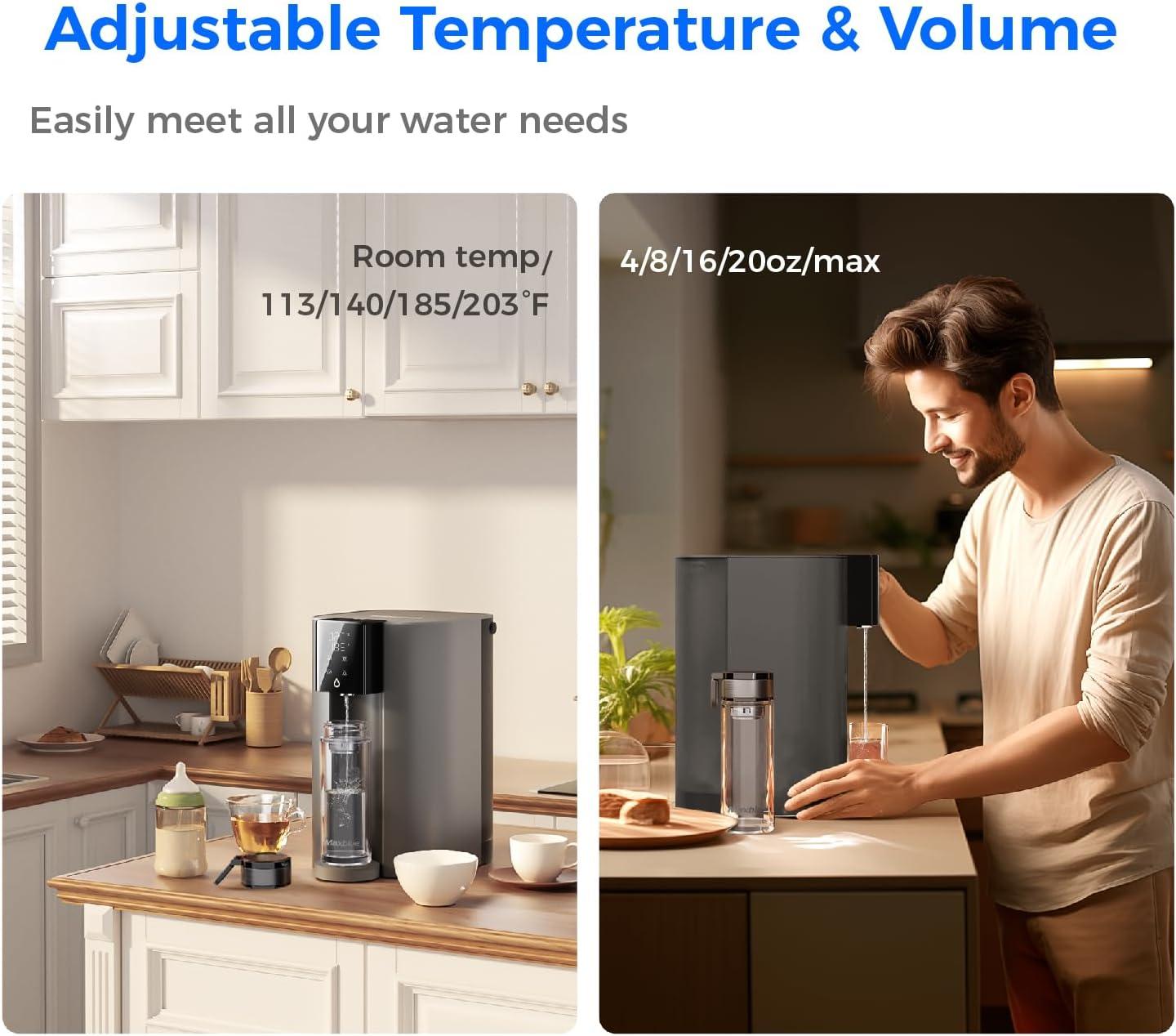 image Instant Hot  Waterdrop C1G Countertop Reverse Osmosis System NSFANSI 58ampamp372 Certified 6 Stage Hot RO Water Filter No Installation Required 31 Pure to Drain Glass Bottle IncludedGray